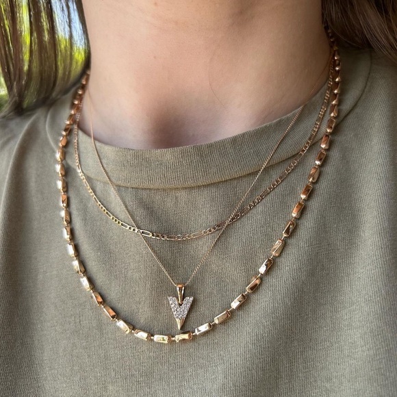 Block Chain Necklace 18k Gold Plated Modern Luxury Design - Picture 1 of 12